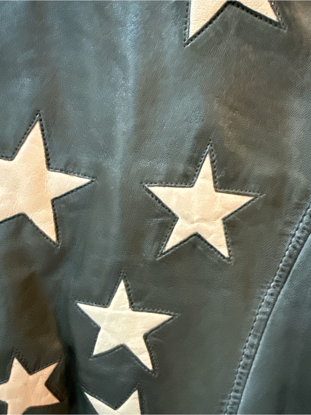 Leather Star-Accent Gray Moto Leather Jacket - Mauritius size XXL - Picture 7 of 8